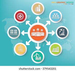 Engineer,Industry and factory concept info graphics design,clean vector