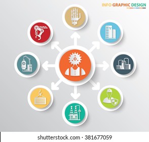 Engineer,Industry and factory concept info graphics design,clean vector