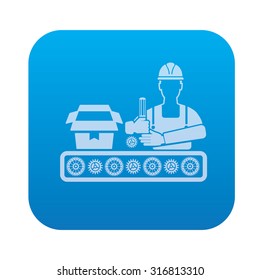 Engineer,industry icon on blue background,clean vector