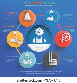 Engineer,industry info graphic design on blue background,vector