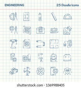 Engineering 25 Doodle Icons. Hand Drawn Business Icon set