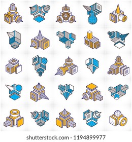 Engineering abstract shape, vectors set.