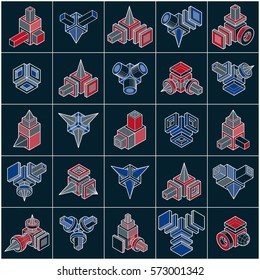 Engineering abstract shape, vectors set.