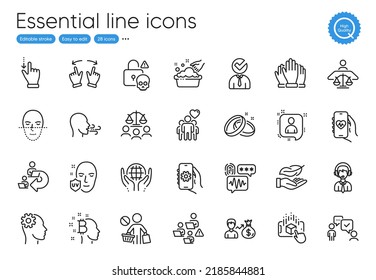 Engineering, App Settings And Uv Protection Line Icons. Collection Of Bitcoin Think, Friendship, Cyber Attack Icons. Health App, Stop Shopping, Augmented Reality Web Elements. Sallary. Vector