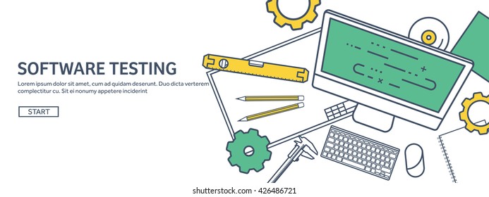 Engineering and architecture design.Flat outline style.Stroke,lines.Drawing,mechanical engineering.Building construction,trends in design or architecture.Engineering workplace.Industrial architecture.