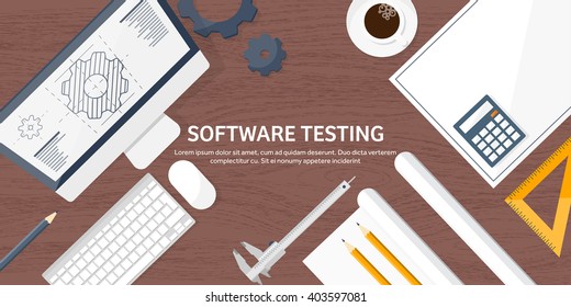 Engineering and architecture design.Flat style.Technical drawing,mechanical engineering.Building construction,trends in design or architecture.Engineering workplace with tools.Industrial architecture.