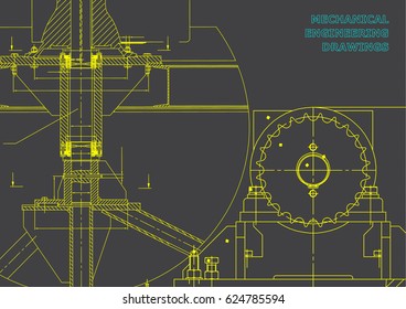 Engineering backgrounds. Mechanical engineering drawings. Blueprints. Cover. Technical Design. Gray