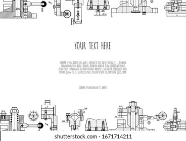Engineering backgrounds. Mechanical engineering drawings. Cover. Banner. Technical Design. Draft.