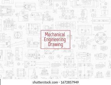 Engineering backgrounds. Mechanical engineering drawings. Cover. Banner. Technical Design. Draft.