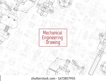 Engineering backgrounds. Mechanical engineering drawings. Cover. Banner. Technical Design. Draft.