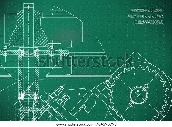 Engineering backgrounds. Mechanical engineering\
drawings. Cover. Technical Design. Blueprints. Light green\
background. Points