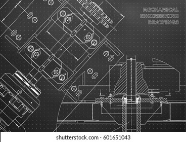 Engineering Backgrounds. Technical Design. Mechanical Engineering Drawings. Blueprints. Black. Points