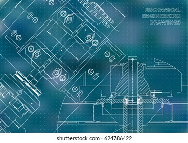 Engineering backgrounds. Technical Design. Mechanical engineering drawings. Blueprints. Blue. Points