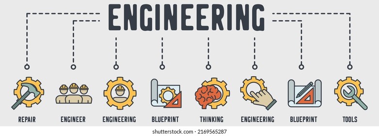engineering banner web icon. repair, engineer, blueprint, thinking, blueprint, tools vector illustration concept.