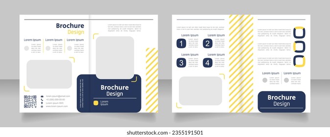 Engineering bifold brochure template design. Half fold booklet mockup set with copy space for text. Editable 2 paper page leaflets. Secular One Regular, Rajdhani-Semibold, Arial fonts used