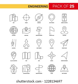 Engineering Black Line Icon - 25 Business Outline Icon Set