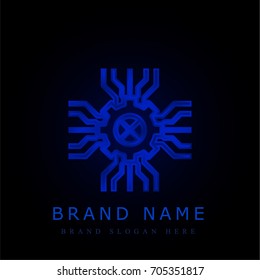 Engineering blue chromium metallic logo