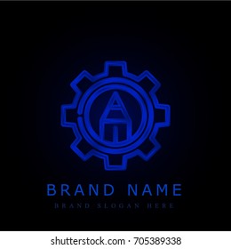 Engineering blue chromium metallic logo