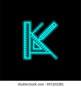 Engineering blue glowing neon ui ux icon. Glowing sign logo vector