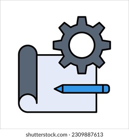 Icono de diseño de ingeniería. Concepto de icono de diseño de diseño en estilo moderno para tu sitio web aplicación de logotipo móvil UI, ilustración vectorial en fondo blanco