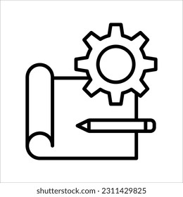 Engineering blueprint icon. Engineering blueprint icon concept in modern style for your web site mobile logo app UI, vector illustration on white background