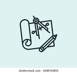 Engineering blueprint icon line isolated on clean background. Engineering blueprint icon concept drawing icon line in modern style. Vector illustration for your web site mobile logo app UI design.