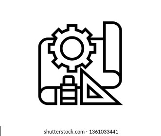 Engineering blueprint icon representing design planning and technical schematics