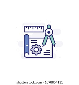 Engineering Blueprint Vektorgrafik gefüllt Umrisssymbol-Stil Illustration. EPS10-Datei 