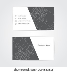 Engineering business card. Engineering drawings. vector illustration
