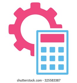 Engineering Calculations vector icon. Style is bicolor flat symbol, pink and blue colors, rounded angles, white background.