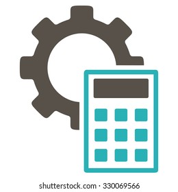 Engineering Calculations vector icon. Style is bicolor flat symbol, grey and cyan colors, rounded angles, white background.