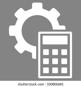 Engineering Calculations vector icon. Style is flat symbol, white color, rounded angles, gray background.