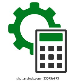 Engineering Calculations vector icon. Style is bicolor flat symbol, green and gray colors, rounded angles, white background.