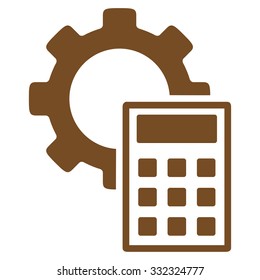 Engineering Calculations vector icon. Style is flat symbol, brown color, rounded angles, white background.