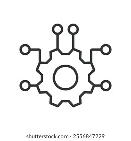 Engineering and circuit board, icon in line design. Engineering, circuit, board, technology, system, design, machine on white background vector. Engineering and circuit board, editable stroke icon