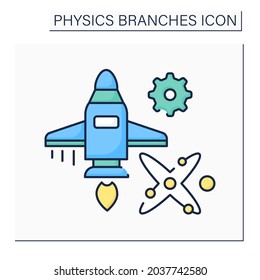 Engineering color icon. Applied physics, electrical and mechanical engineering. Astrology. Rocket design experience.Physical branches concept. Isolated vector illustration