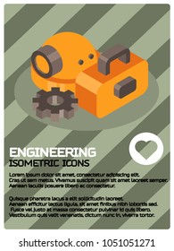 Engineering color isometric poster