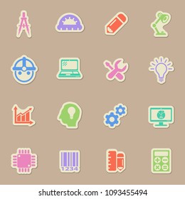 engineering color vector icons on paper stickers