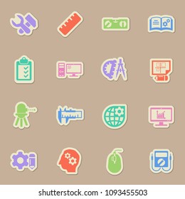 engineering color vector icons on paper stickers