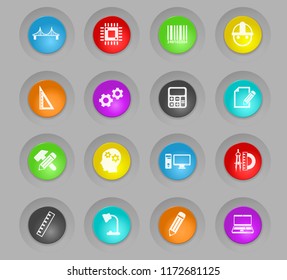 engineering colored plastic round buttons vector icons for web and user interface design