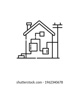 Engineering communications in private house color line icon. Pictogram for web page, mobile app, promo. UI UX GUI design element. Editable stroke.