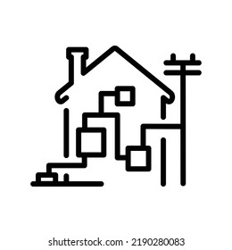 Engineering communications in private house line icon. Building construction