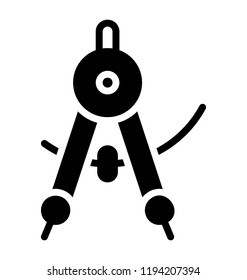 Engineering compass for drawing on a white background, compass drawing icon