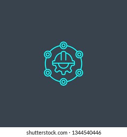 engineering concept blue line icon. Simple thin element on dark background. engineering concept outline symbol design. Can be used for web and mobile UI/UX