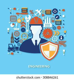 Engineering concept design on blue background,clean vector