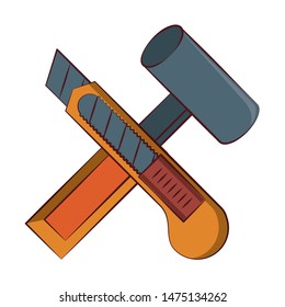 engineering construction factory industry, heavy work tools equipment isolated cartoon vector illustration graphic design