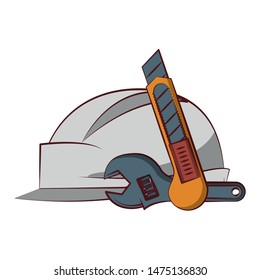 engineering construction factory industry, heavy work tools equipment isolated cartoon vector illustration graphic design