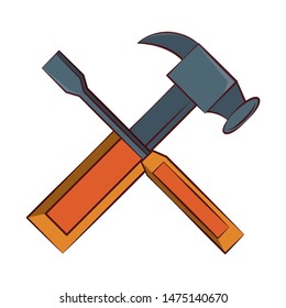 engineering construction factory industry, heavy work tools equipment isolated cartoon vector illustration graphic design