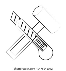 engineering construction factory industry, heavy work tools equipment isolated cartoon vector illustration graphic design