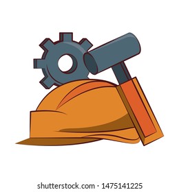 engineering construction factory industry, heavy work tools equipment isolated cartoon vector illustration graphic design